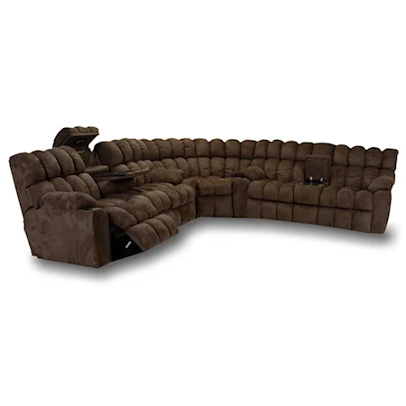 Sectional with Reclining Sofa, Reclining Loveseat, Wedge, and Built-in Tables